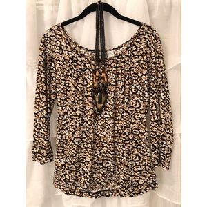 Printed Blouse with Beaded necklace